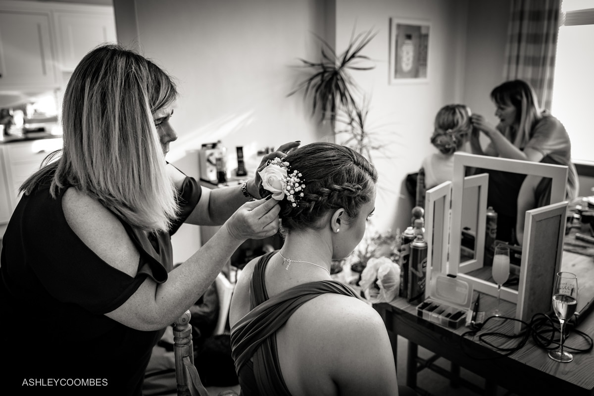 Bridal preparations hair and makeup