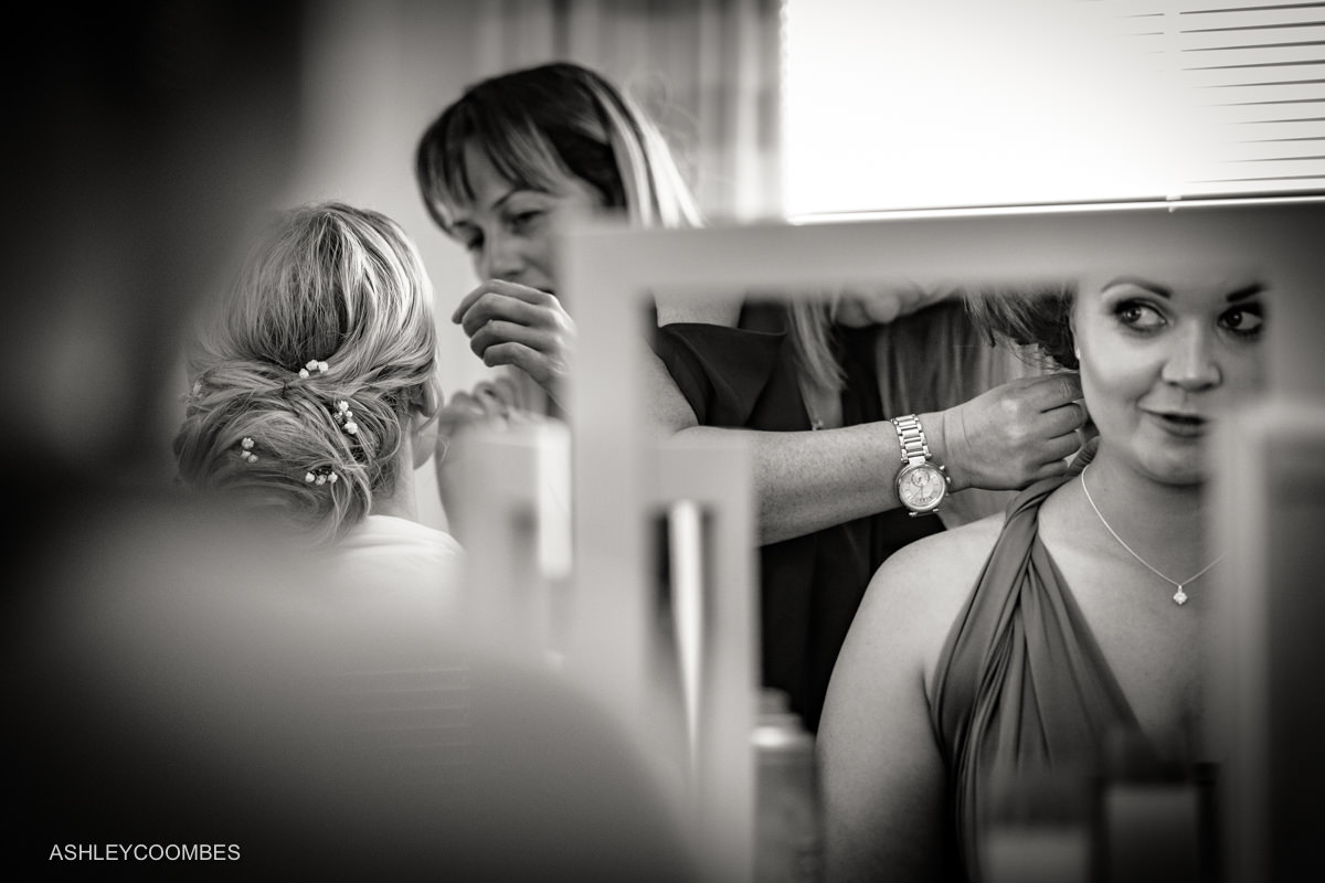 Bridesmaid in mirror