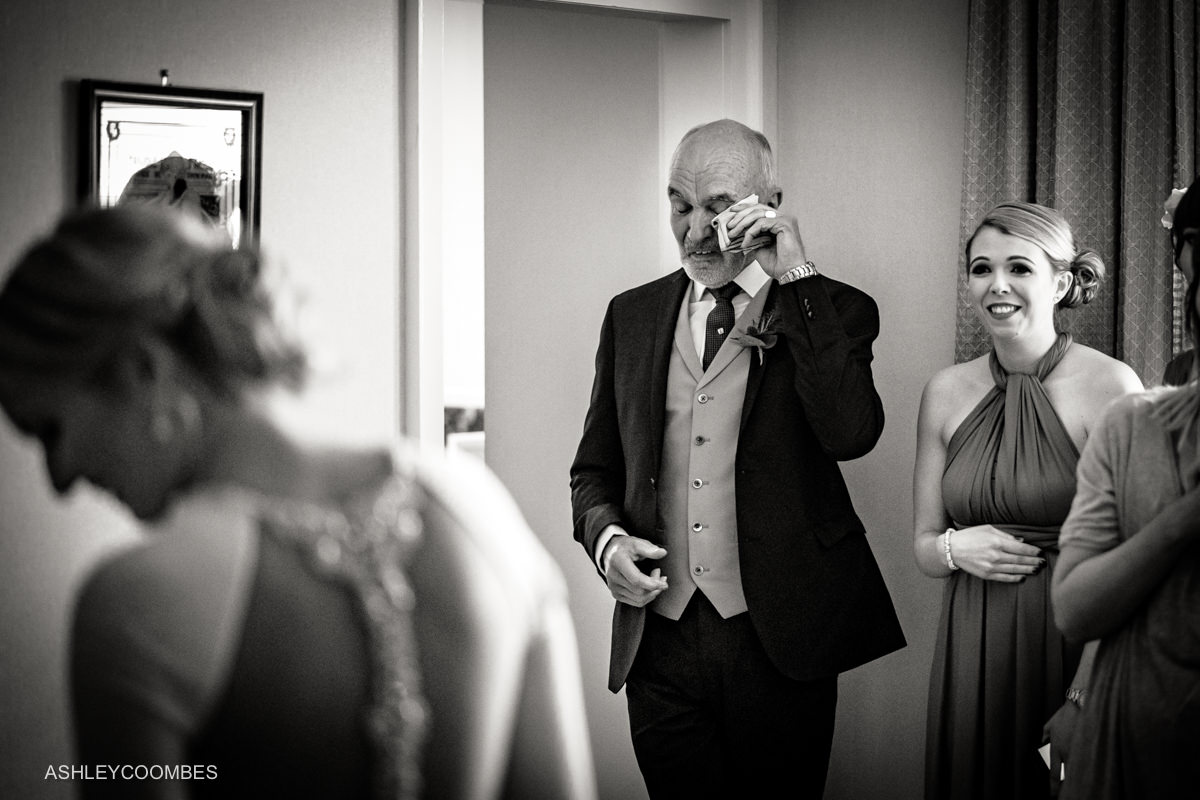 Bride father crying