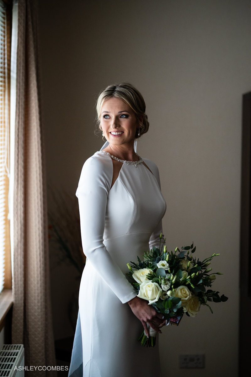 Bride portrait in window light