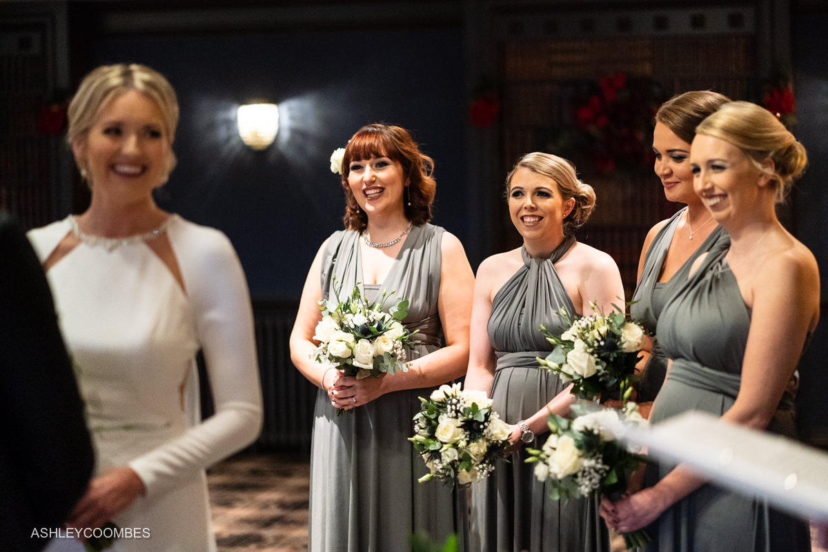 bridesmaids in a line