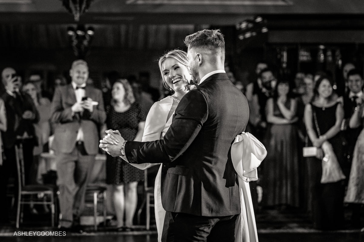bride smiling first dance